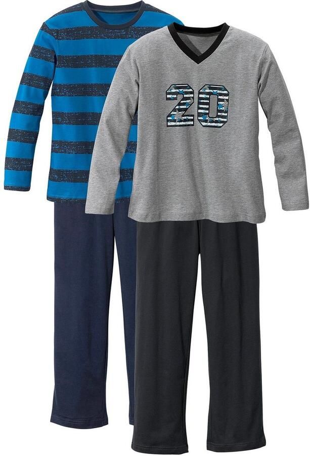 AUTHENTIC LE JOGGER Pyjama met casual print en geprinte strepen (4-delig Set van 2) - Foto 2