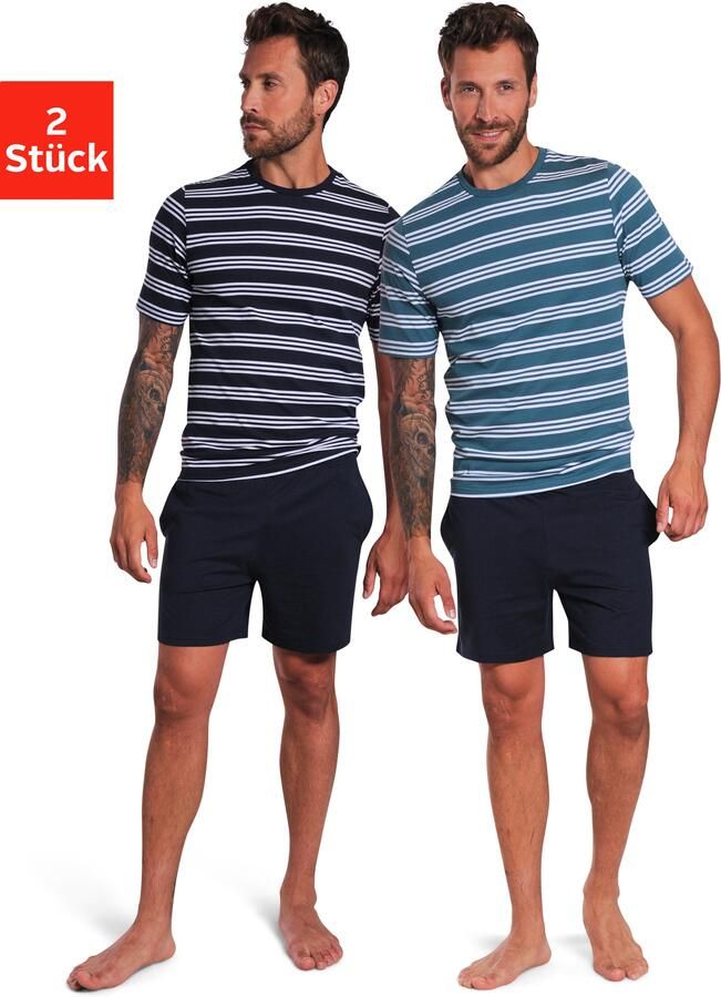 AUTHENTIC LE JOGGER Pyjama met gestreepte bovenstukken (4-delig Set van 2) - Foto 3