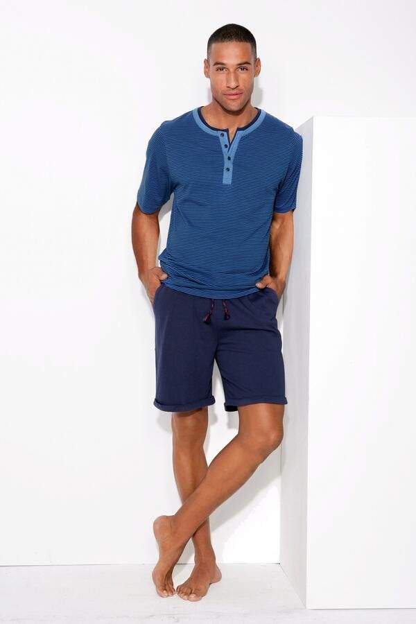 AUTHENTIC LE JOGGER Pyjama met ingewikkelde halslijn en knopenrij (2-delig 1 stuk) - Foto 2