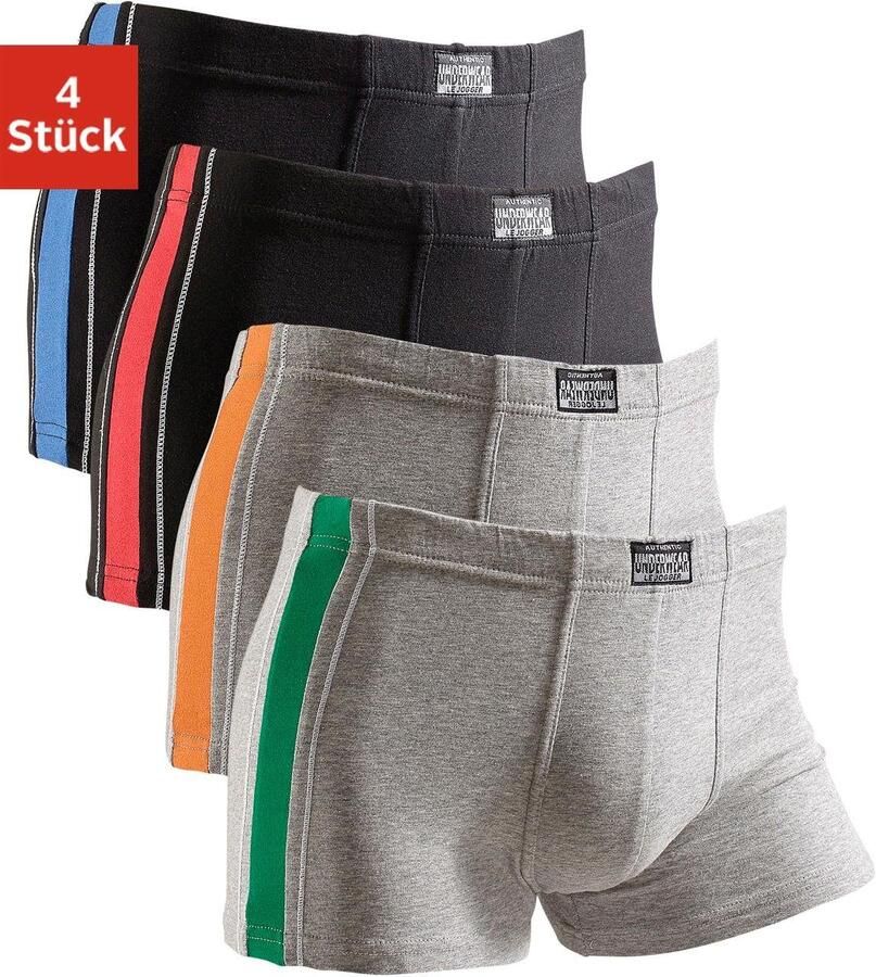 AUTHENTIC UNDERWEAR Boxershort voor heren met contrastkleurige strepen opzij (4 stuks Set van 4) - Foto 2