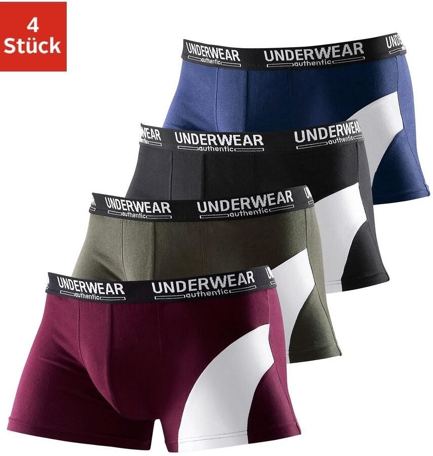 AUTHENTIC UNDERWEAR Boxershort voor heren met een contrastkleurige inzet (set 4 stuks) - Foto 3