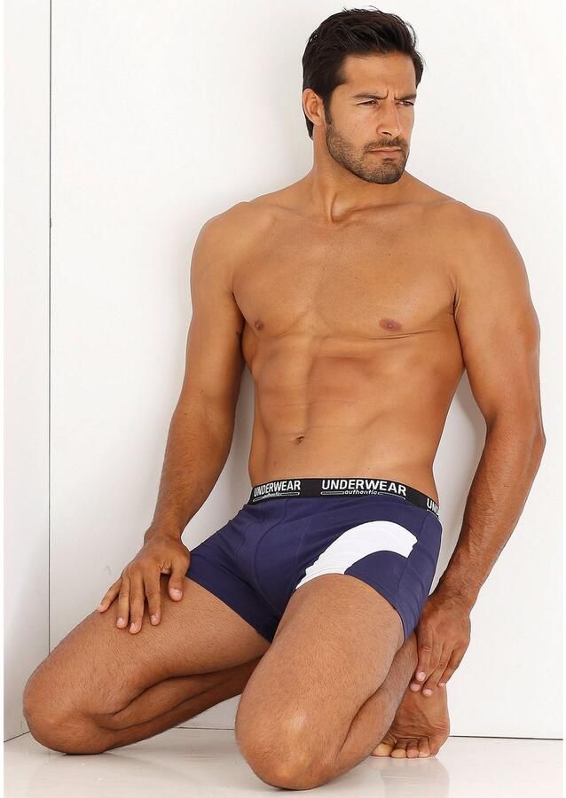 AUTHENTIC UNDERWEAR Boxershort voor heren met een contrastkleurige inzet (set 4 stuks)