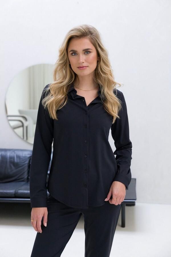 Base Level Blouse met lange mouwen TAMARA met stretch en knoopsluiting - Foto 5