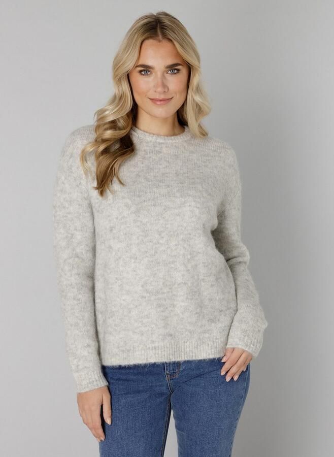 Base Level wollen gebreide trui grijs melange - Foto 13