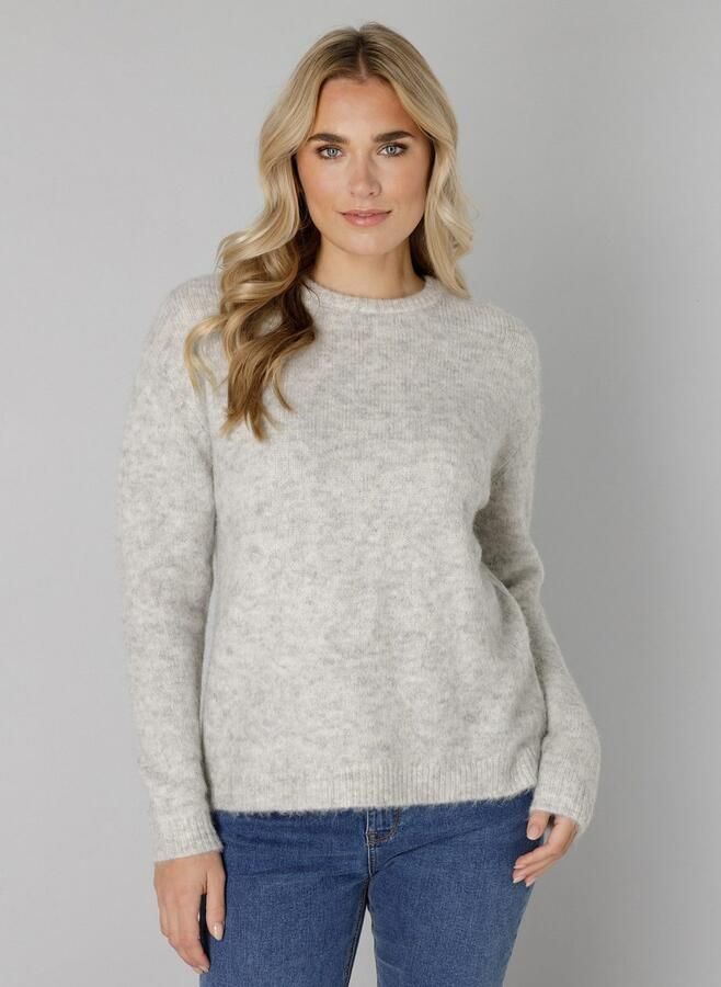 Base Level wollen gebreide trui grijs melange - Foto 9