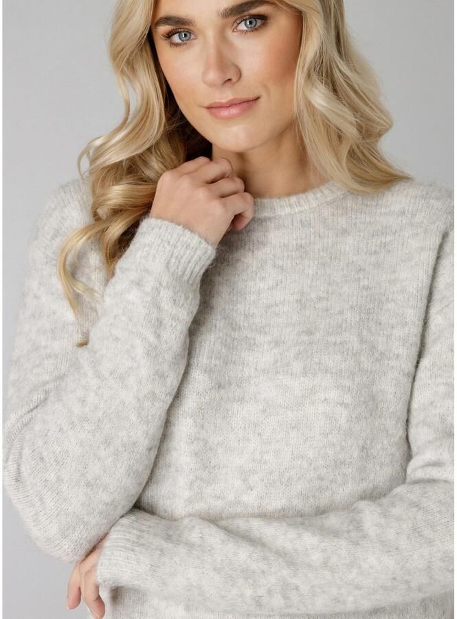 Base Level wollen gebreide trui grijs melange - Foto 4