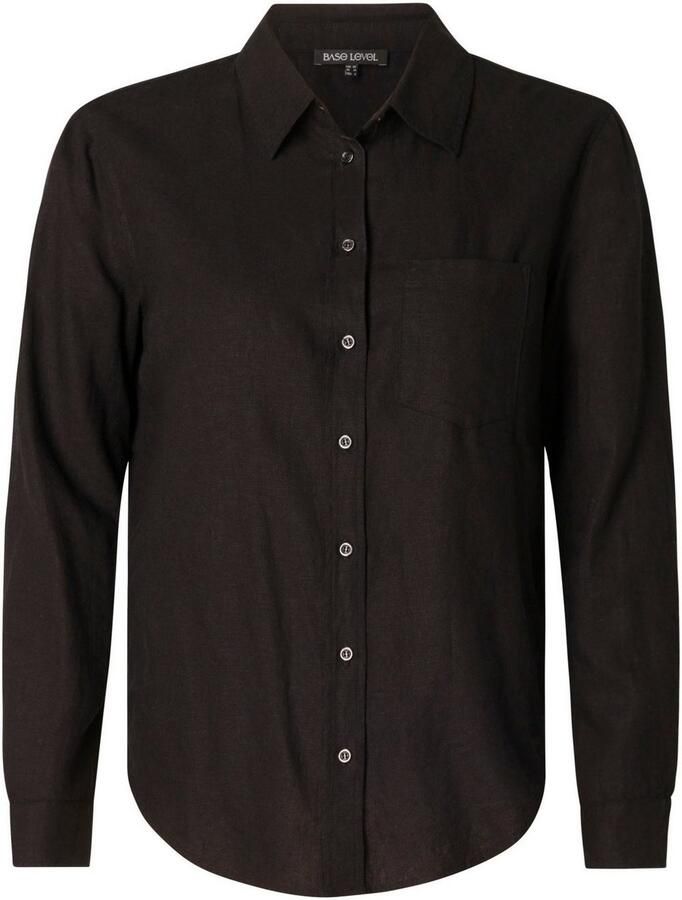Base Level blouse Yael met linnen zwart - Foto 7