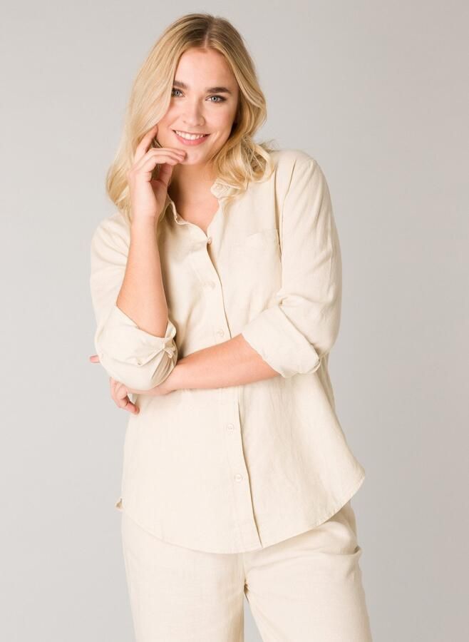 Base Level blouse Yael met linnen beige