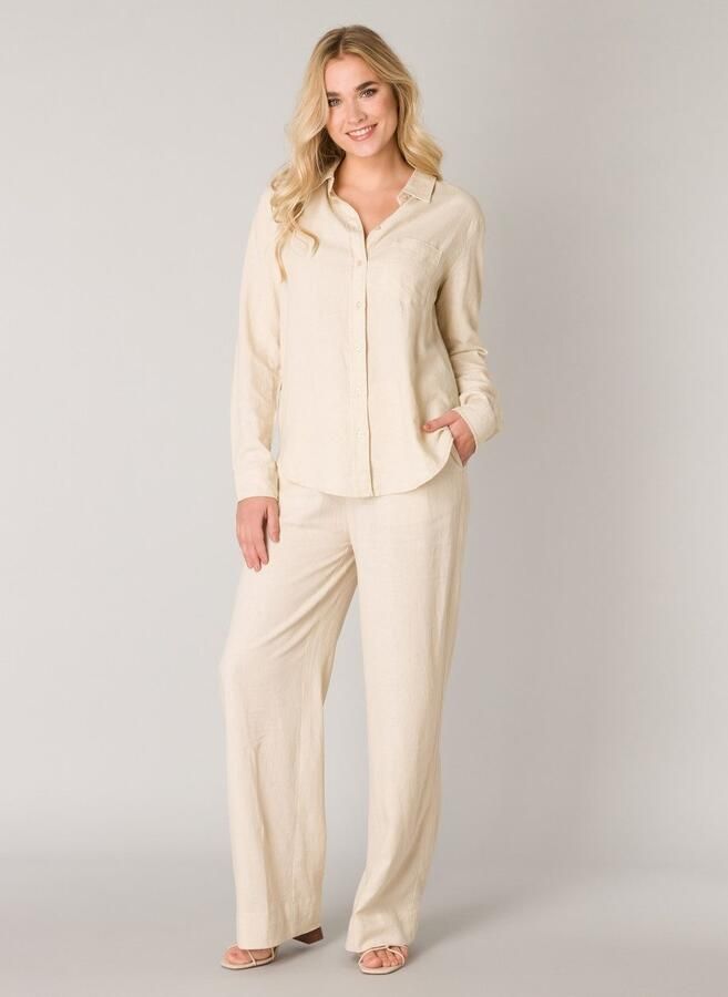 Base Level blouse Yael met linnen beige - Foto 2