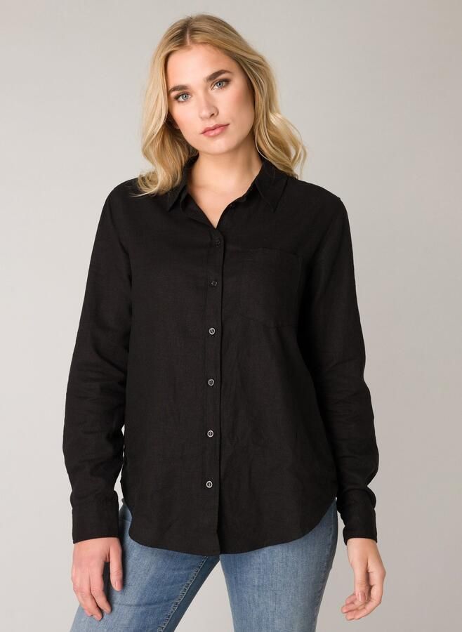 Base Level blouse Yael met linnen zwart - Foto 3