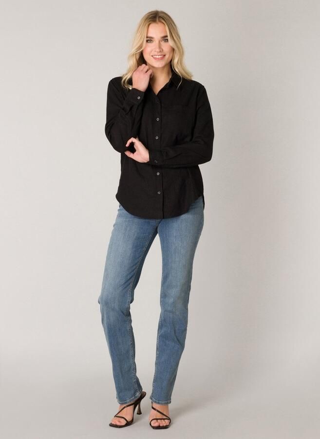 Base Level blouse Yael met linnen zwart - Foto 4