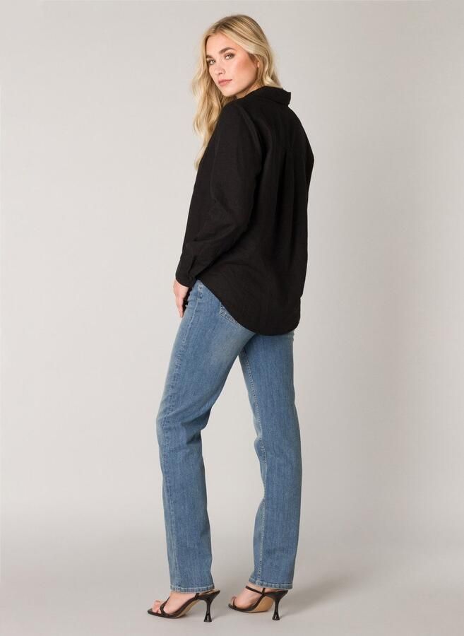 Base Level blouse Yael met linnen zwart - Foto 5