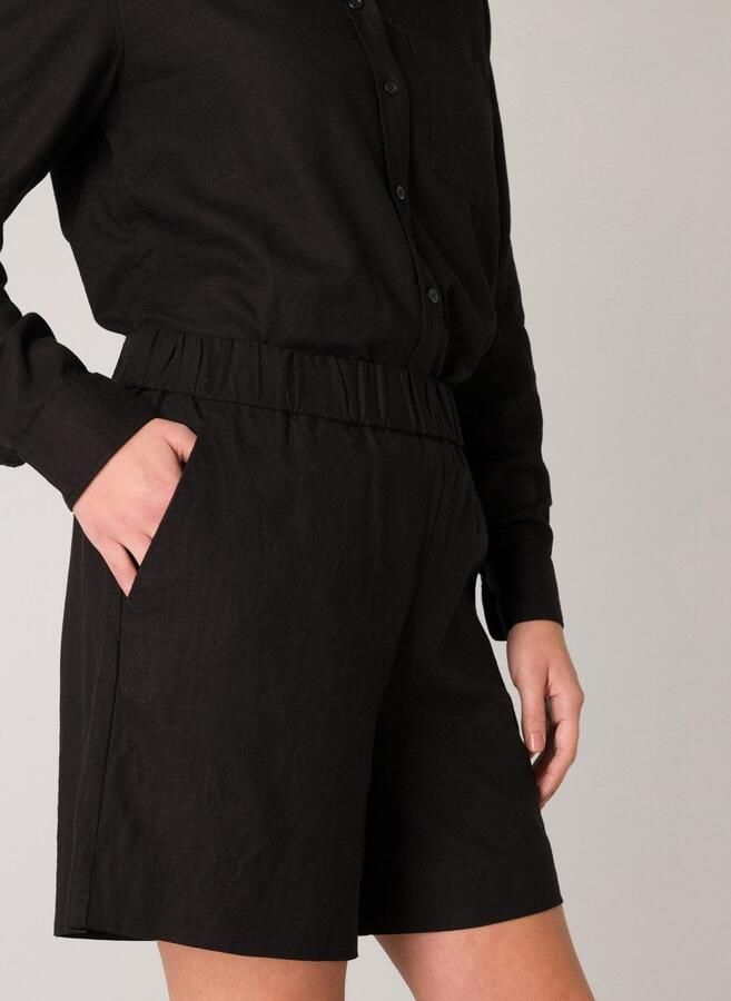 Base Level loose fit short Yarda met linnen zwart