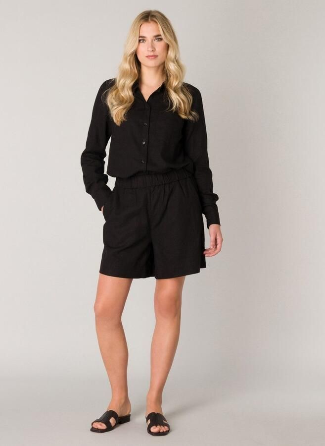 Base Level loose fit short Yarda met linnen zwart - Foto 3