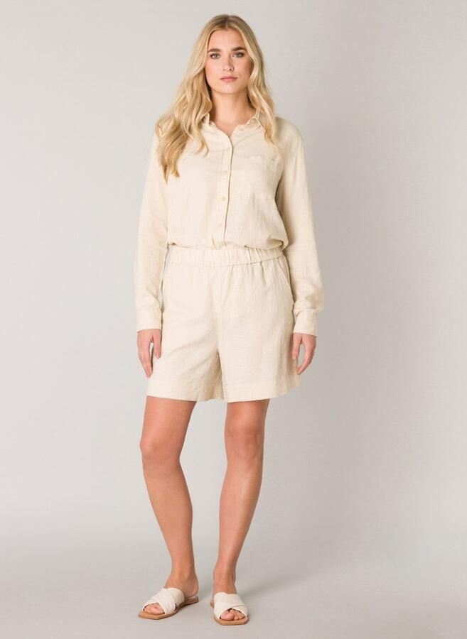Base Level loose fit short Yarda met linnen beige - Foto 4