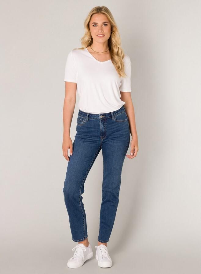 Base Level Slim fit jeans Arin in blauwe wassing - Foto 4