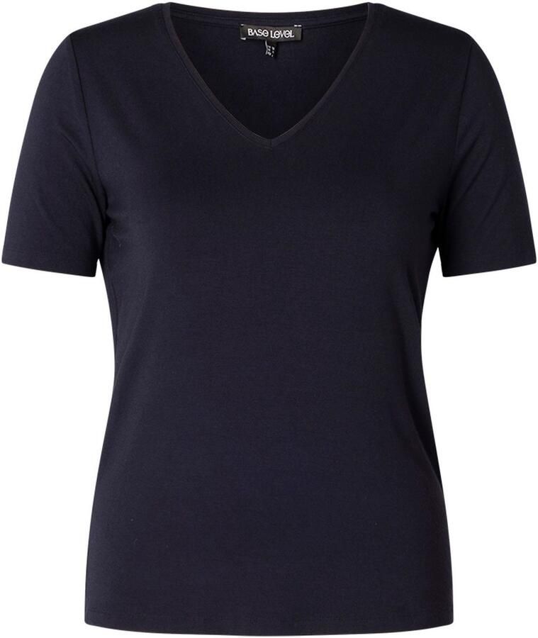 Base Level basic T-shirt Yanic donkerblauw - Foto 7