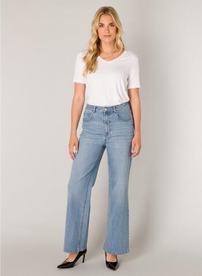 Base Level high waist wide leg jeans light blue denim - Foto 4