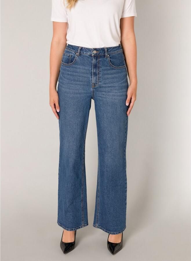 Base Level high waist wide leg jeans medium blue denim