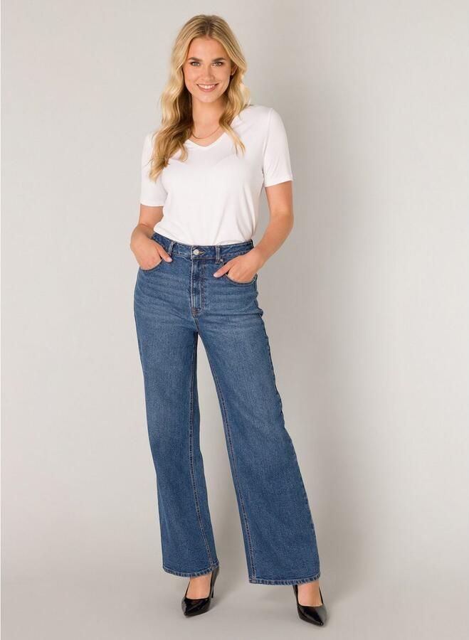 Base Level high waist wide leg jeans medium blue denim - Foto 2