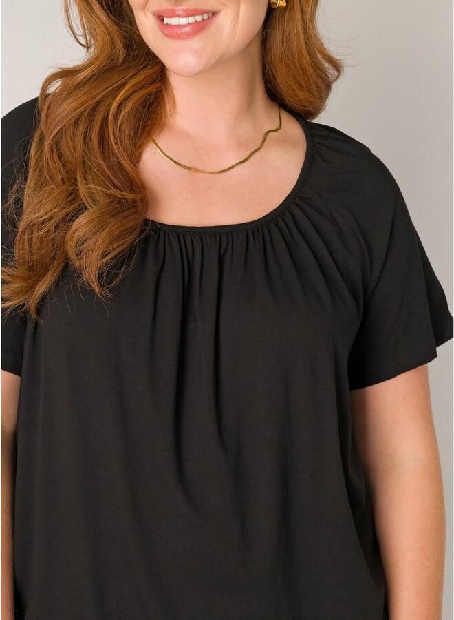 Base Level Curvy Ballonshirt Yoni met aangerimpelde ronde hals - Foto 3