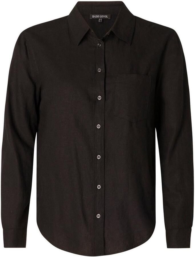 Base Level Curvy Blouse met lange mouwen Yaella met knoopsluiting en van linnen - Foto 2