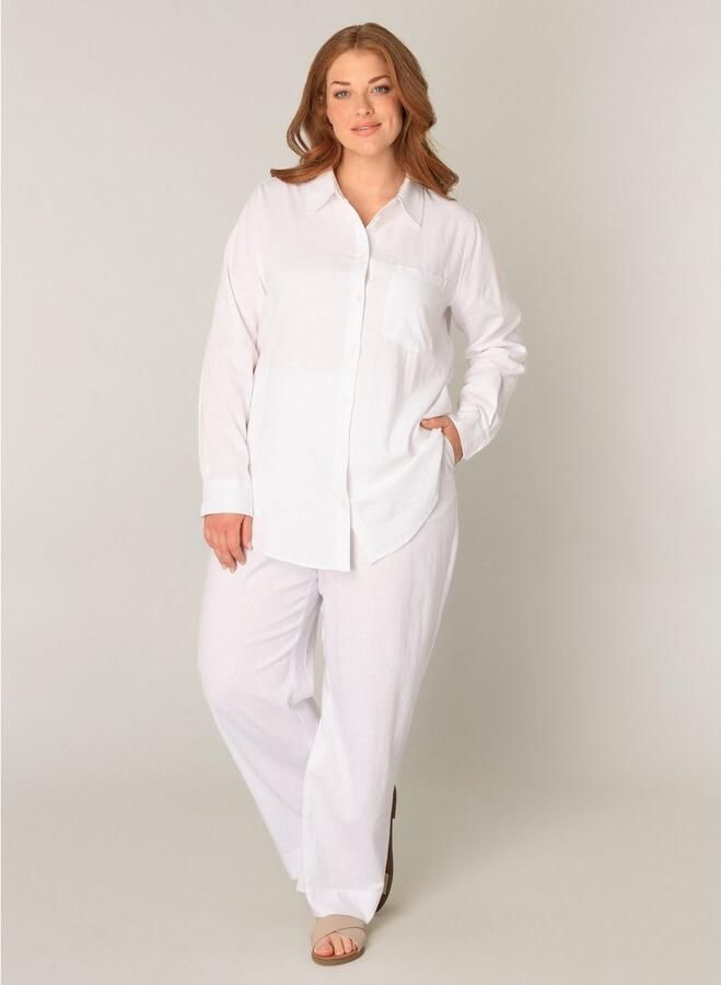 Base Level Curvy Blouse met lange mouwen Yaella met knoopsluiting en van linnen - Foto 3