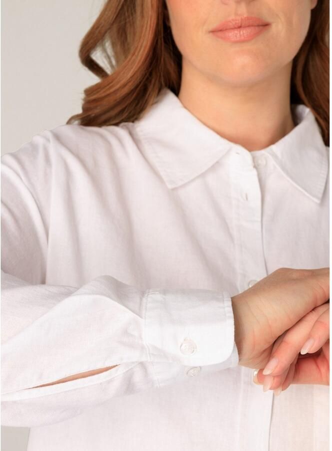Base Level Curvy Blouse met lange mouwen Yaella met knoopsluiting en van linnen - Foto 2