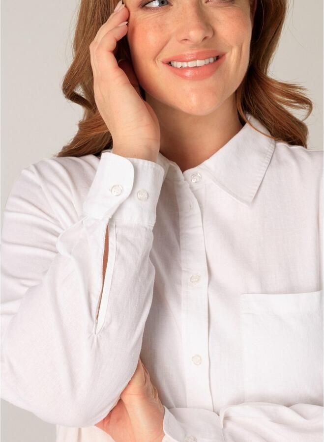 Base Level Curvy Blouse met lange mouwen Yaella met knoopsluiting en van linnen - Foto 4