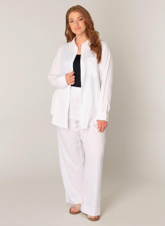 Base Level Curvy Blouse met lange mouwen Yaella met knoopsluiting en van linnen - Foto 7