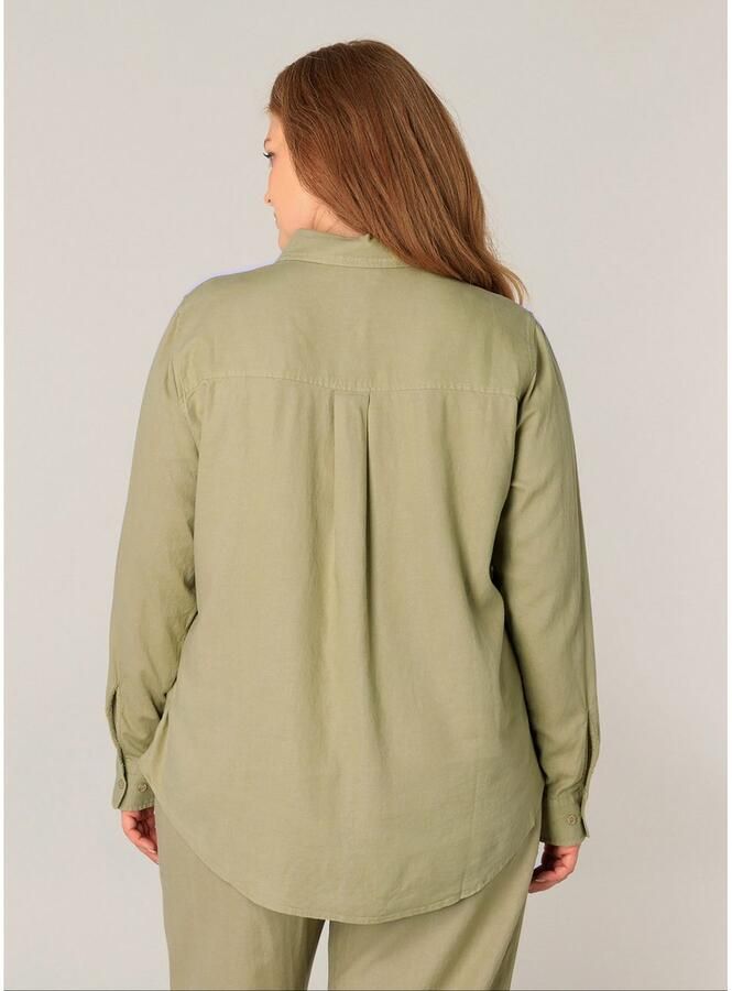 Base Level Curvy Blouse met lange mouwen Yaella met knoopsluiting en van linnen - Foto 2