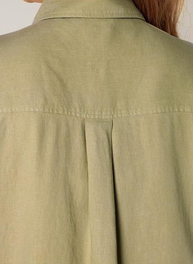 Base Level Curvy Blouse met lange mouwen Yaella met knoopsluiting en van linnen - Foto 10