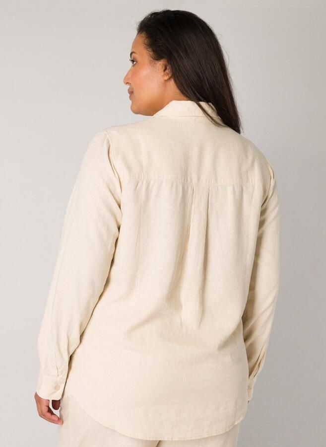 Base Level Curvy Blouse met lange mouwen Yaella met knoopsluiting en van linnen - Foto 5