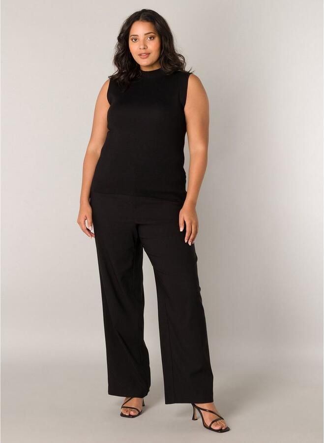 Base Level Curvy Geribde tanktop met hooggesloten kraag mouwloos - Foto 2