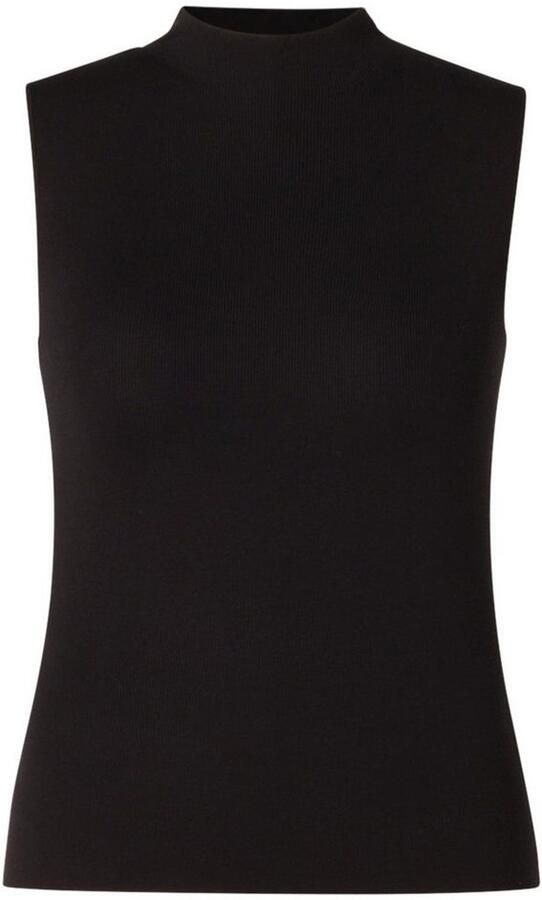 Base Level Curvy Geribde tanktop met hooggesloten kraag mouwloos - Foto 4