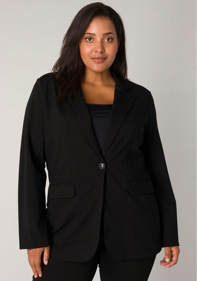 Base Level Curvy Jerseyblazer met zakkleppen - Foto 4