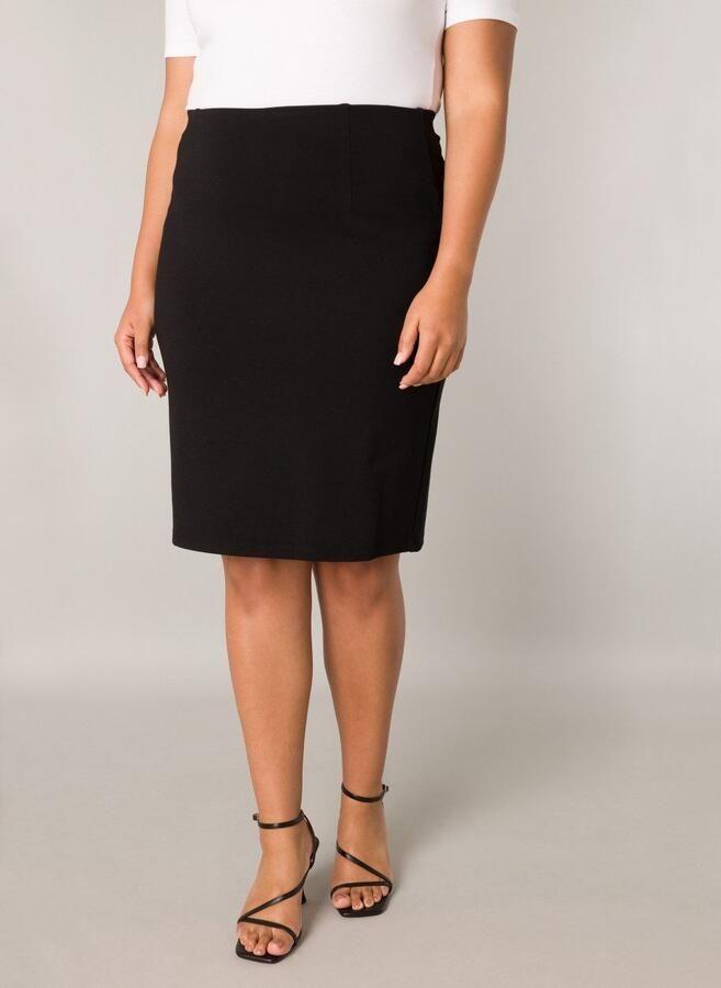 Base Level Curvy Kokerrok knievrij met viscose en stretch - Foto 4