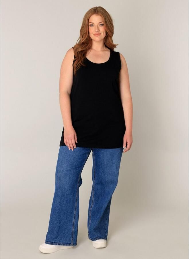 Base Level Curvy Lange top met wijde ronde hals