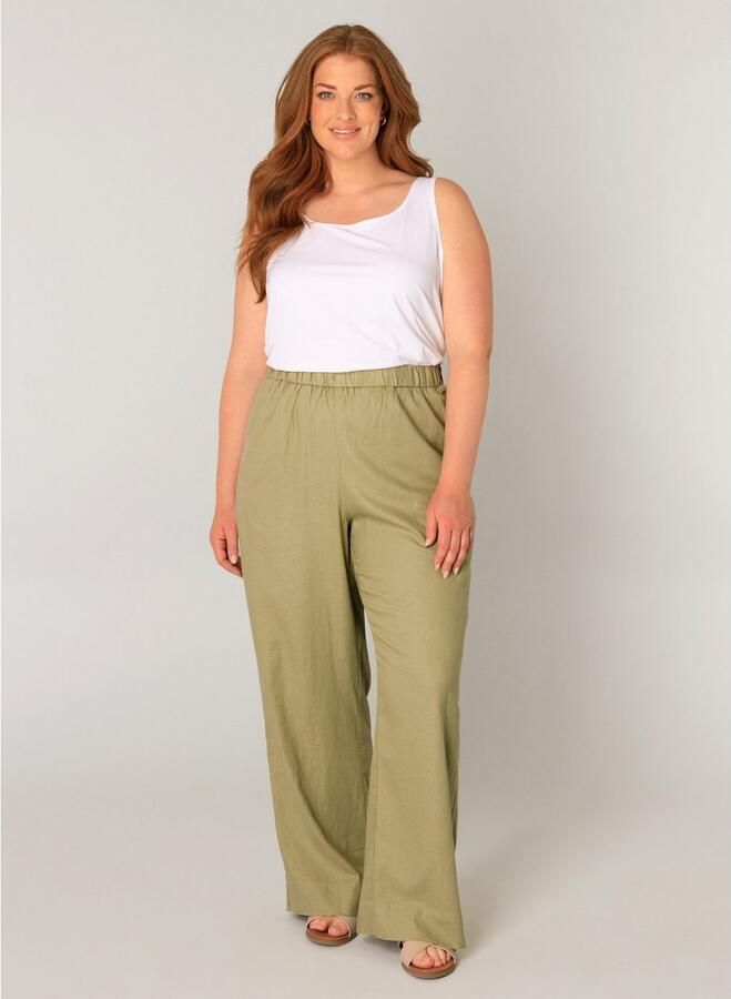 Base Level Curvy Linnen broek Yula Zomerbroek linnen-viscosemix met elastische tailleband - Foto 8