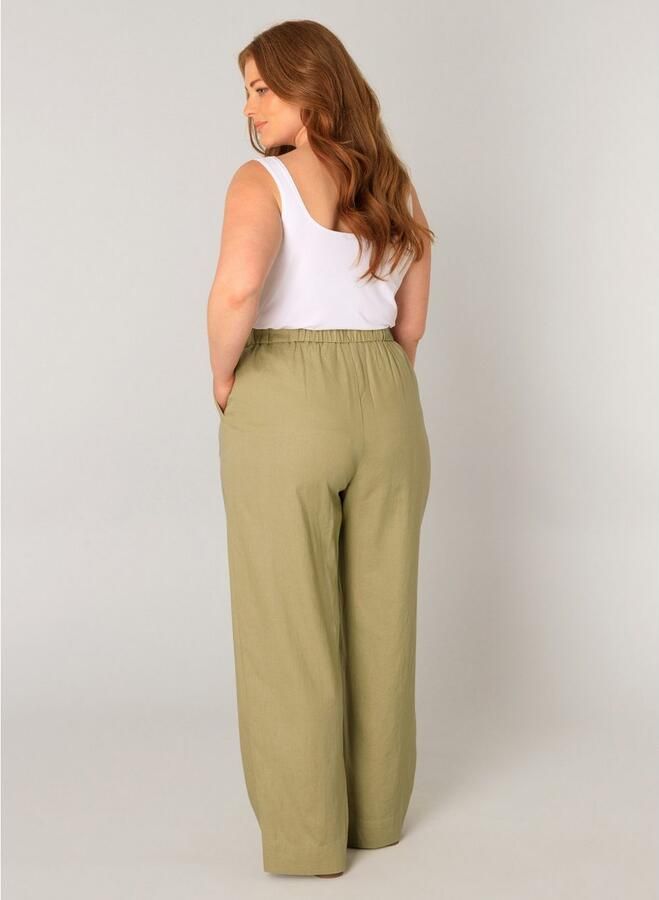 Base Level Curvy Linnen broek Yula Zomerbroek linnen-viscosemix met elastische tailleband - Foto 3