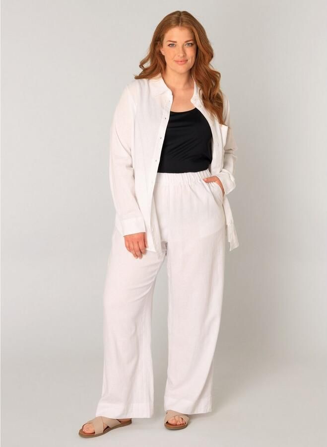 Base Level Curvy Linnen broek Yula Zomerbroek linnen-viscosemix met elastische tailleband