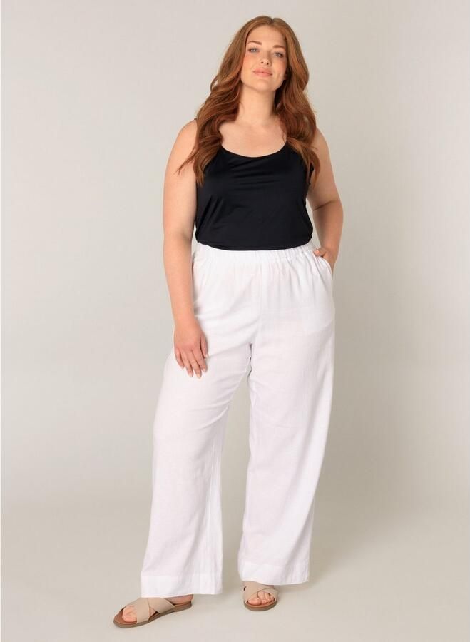 Base Level Curvy Linnen broek Yula Zomerbroek linnen-viscosemix met elastische tailleband - Foto 3
