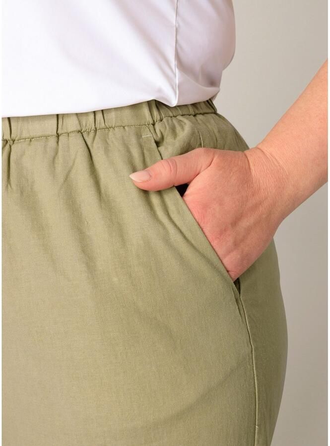 Base Level Curvy Linnen broek Yula Zomerbroek linnen-viscosemix met elastische tailleband