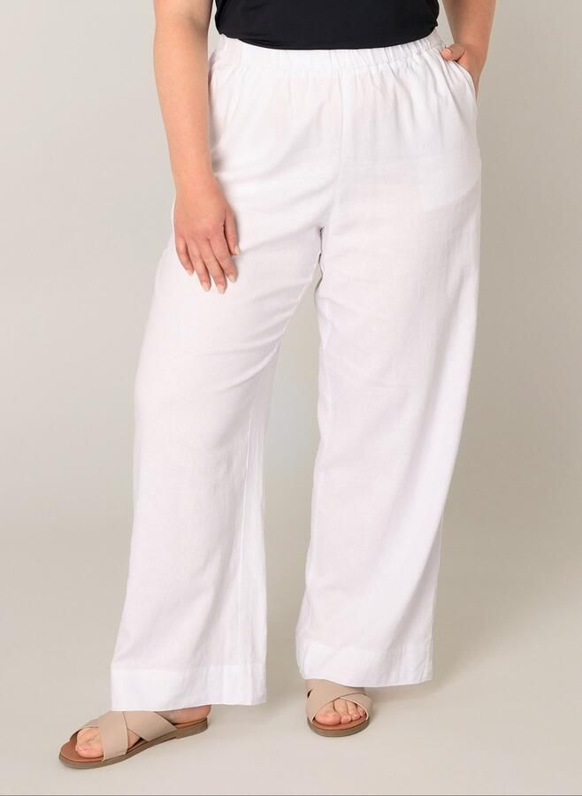 Base Level Curvy Linnen broek Yula Zomerbroek linnen-viscosemix met elastische tailleband - Foto 4