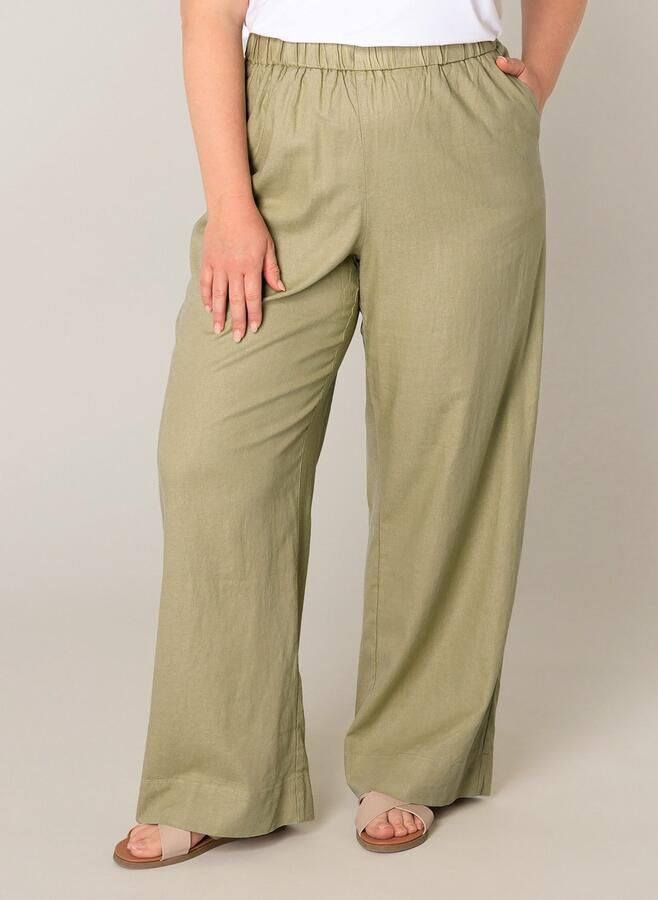 Base Level Curvy Linnen broek Yula Zomerbroek linnen-viscosemix met elastische tailleband - Foto 7