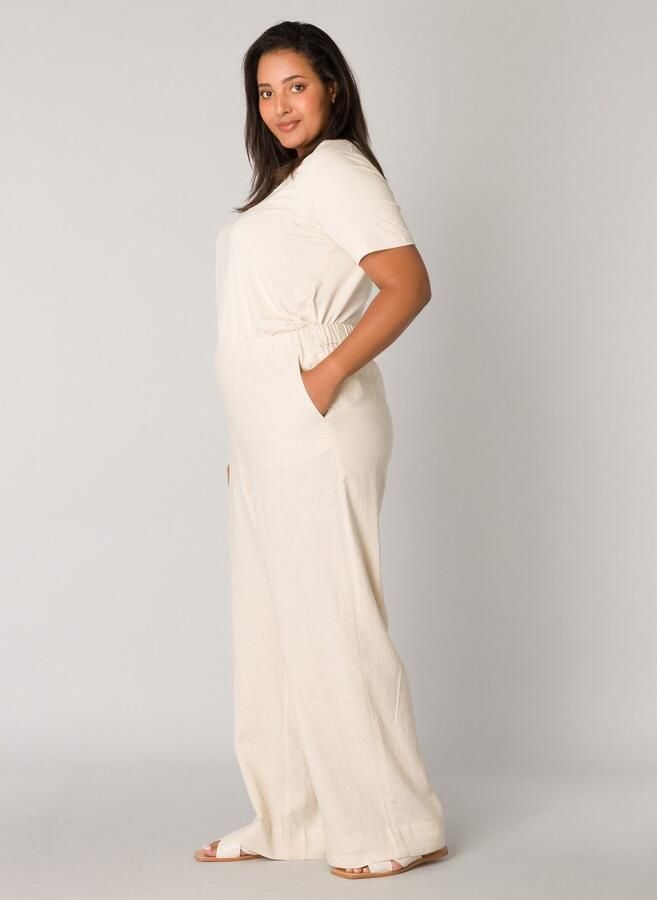 Base Level Curvy Linnen broek Yula Zomerbroek linnen-viscosemix met elastische tailleband - Foto 6