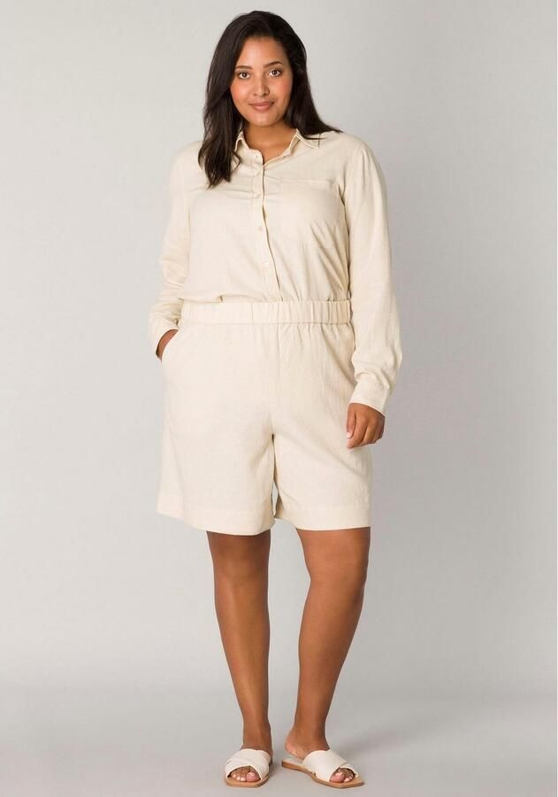 Base Level Curvy Relaxshorts Yardan Zomerbroek van linnen en viscose en met elastische tailleband - Foto 5