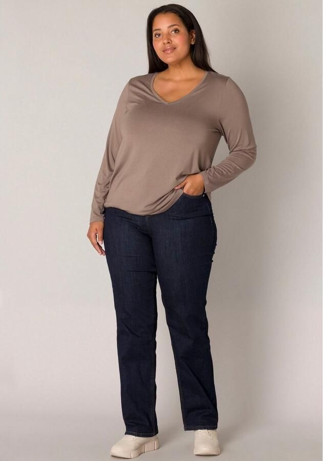 Base Level Curvy Shirt met lange mouwen met v-hals - Foto 4