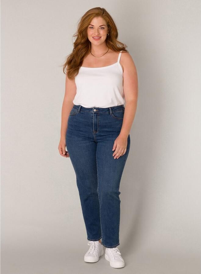 Base Level Curvy high waist slim fit jeans dark blue denim - Foto 3