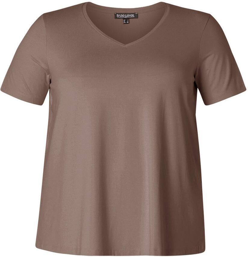 Base Level Curvy T-shirt Alba met v-hals